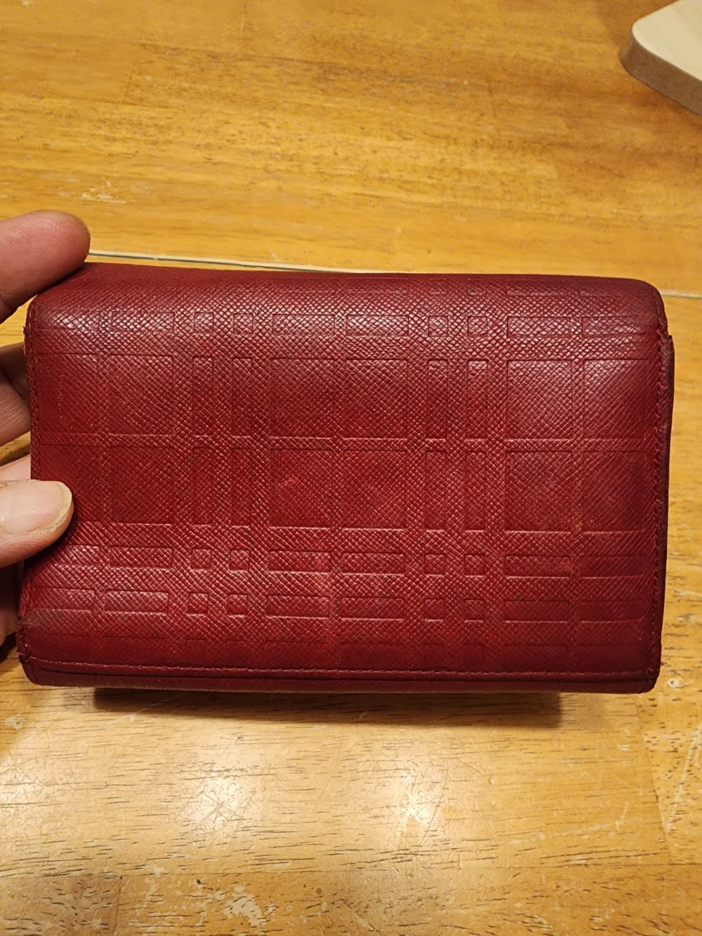 Burberry red embossed